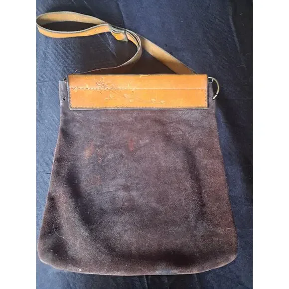 Vintage 1960's Hand Tooled Leather Hippie Purse - Picture 2 of 4